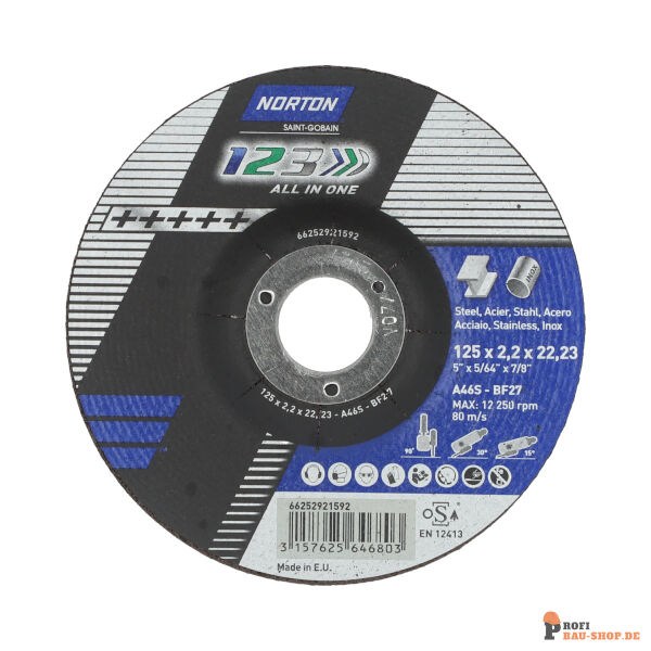 nortonschleifmittel/NORTON_schleifmittel_66252921592 Norton 1-2-3 Metal Inox Cutting _ Grinding Wheel 125x2.2x22.2 GRIT 46_134082